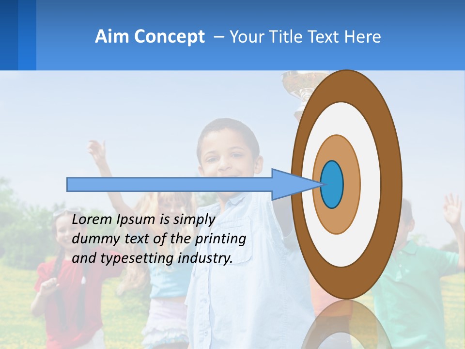 A Group Of Children Holding Up A Trophy PowerPoint Template