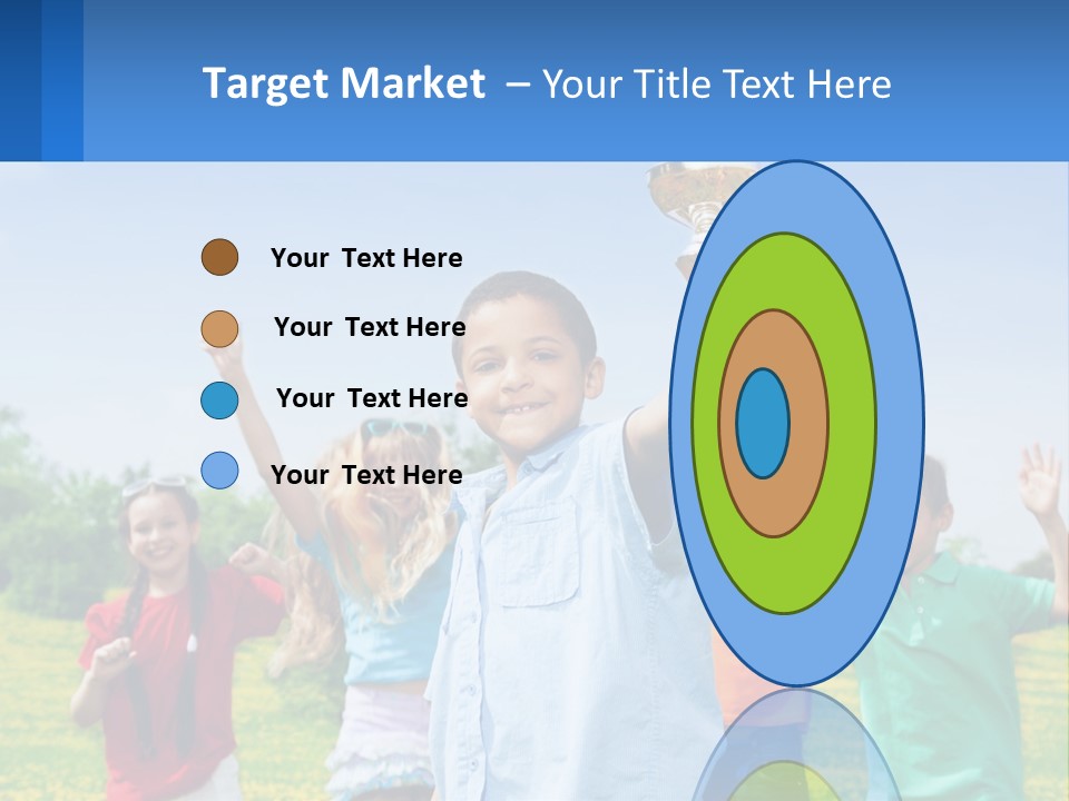 A Group Of Children Holding Up A Trophy PowerPoint Template
