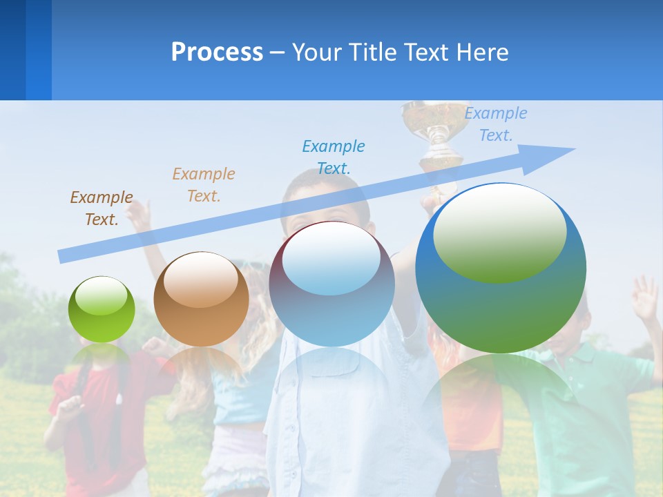 A Group Of Children Holding Up A Trophy PowerPoint Template