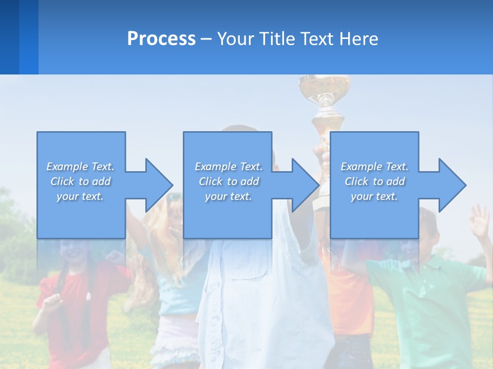 A Group Of Children Holding Up A Trophy PowerPoint Template