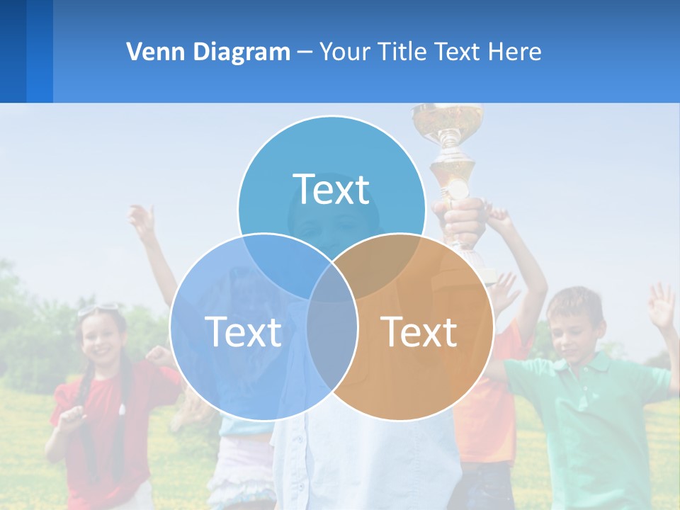 A Group Of Children Holding Up A Trophy PowerPoint Template