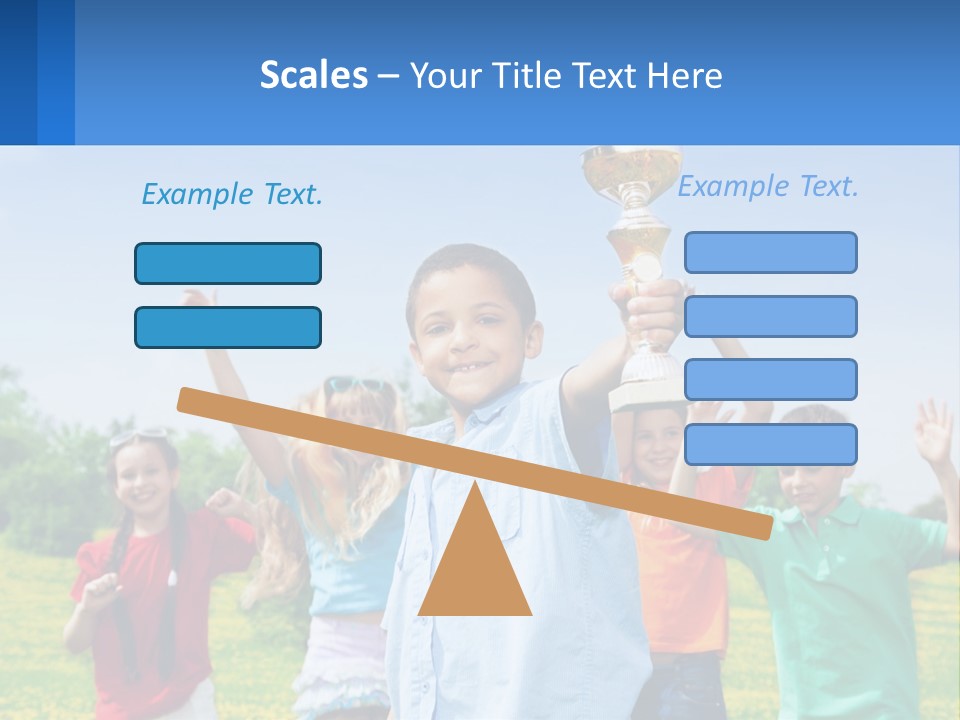 A Group Of Children Holding Up A Trophy PowerPoint Template