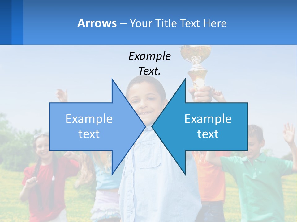 A Group Of Children Holding Up A Trophy PowerPoint Template