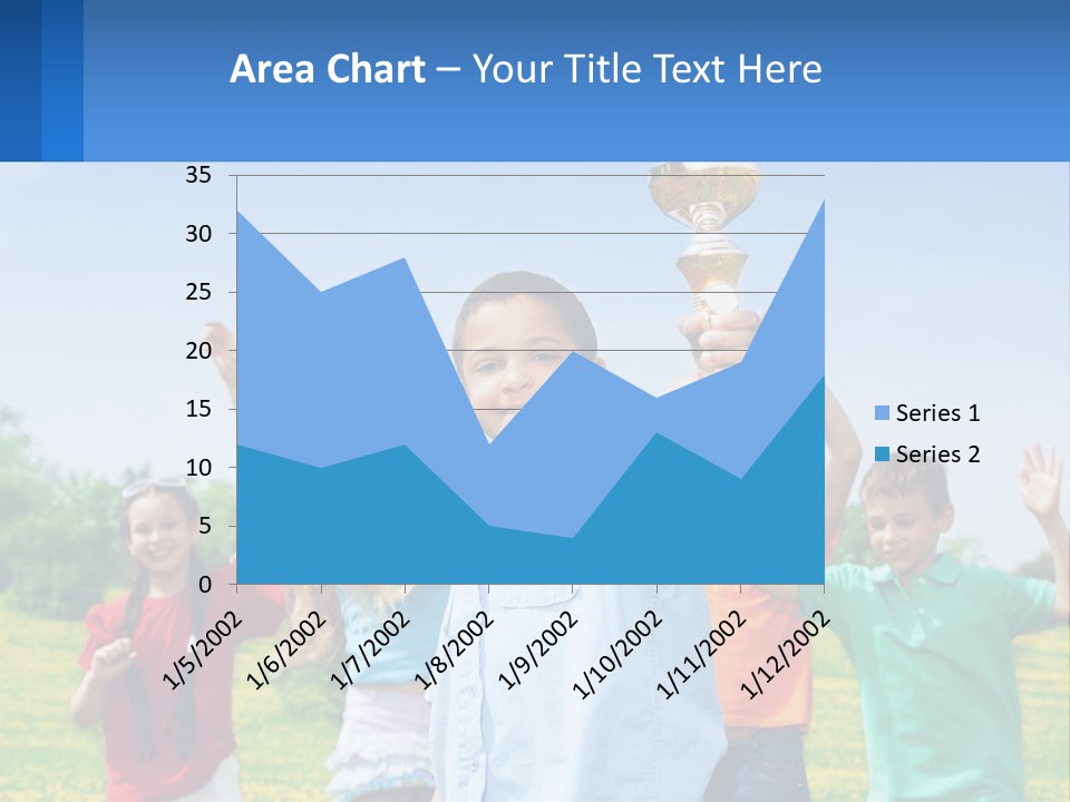 A Group Of Children Holding Up A Trophy PowerPoint Template