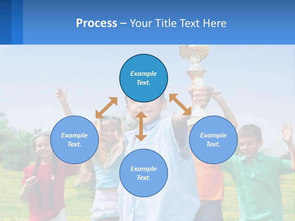 A Group Of Children Holding Up A Trophy PowerPoint Template