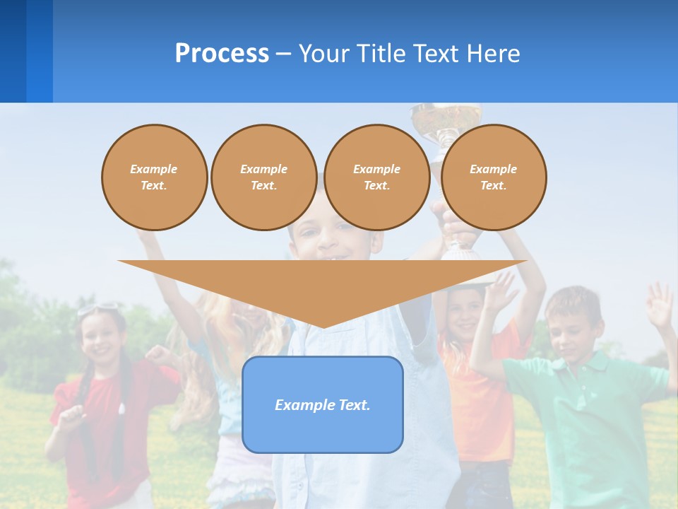 A Group Of Children Holding Up A Trophy PowerPoint Template
