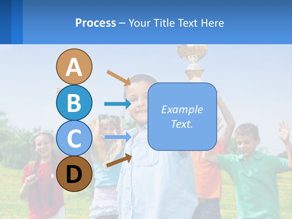 A Group Of Children Holding Up A Trophy PowerPoint Template