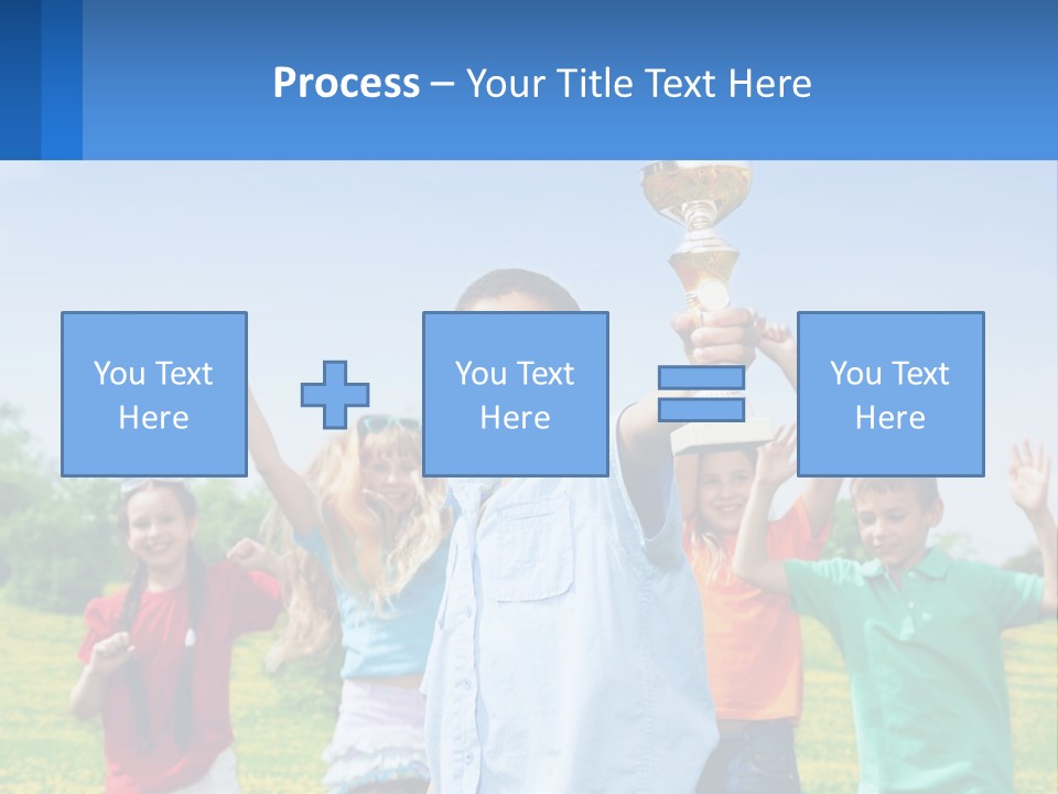 A Group Of Children Holding Up A Trophy PowerPoint Template