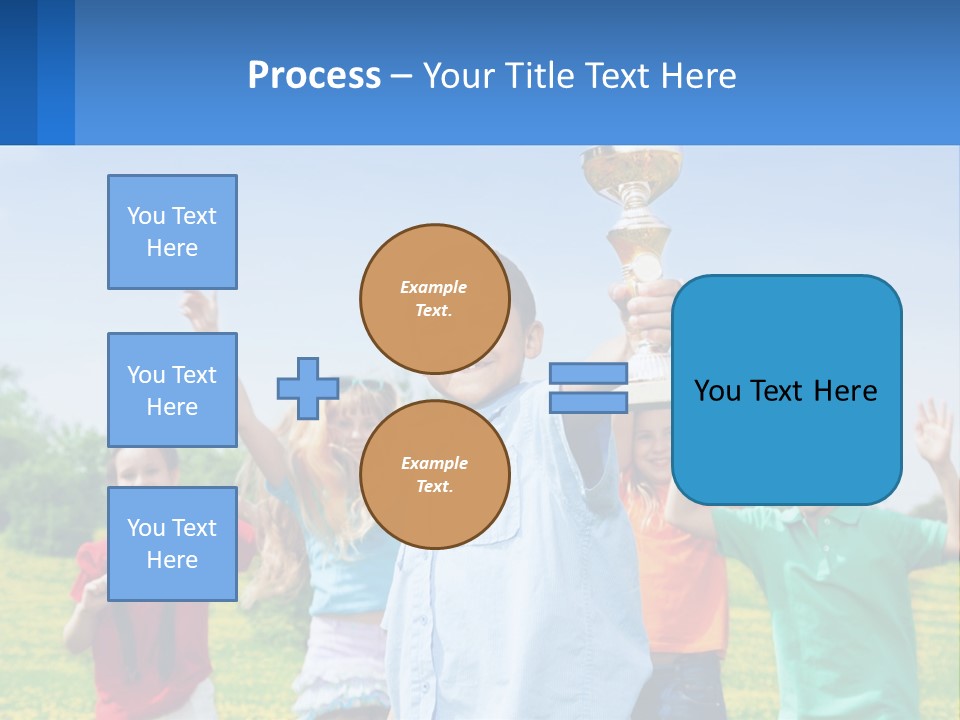 A Group Of Children Holding Up A Trophy PowerPoint Template