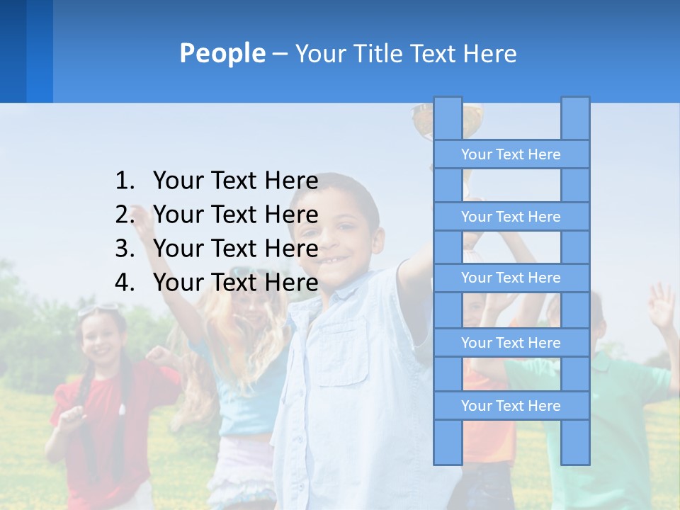 A Group Of Children Holding Up A Trophy PowerPoint Template