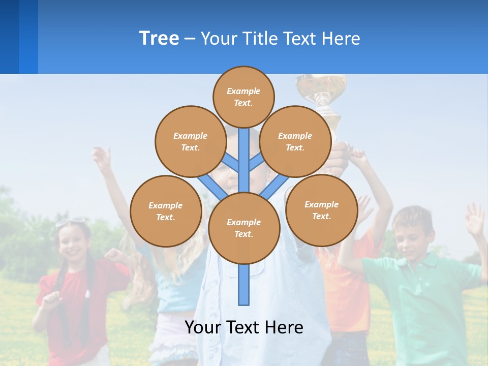 A Group Of Children Holding Up A Trophy PowerPoint Template
