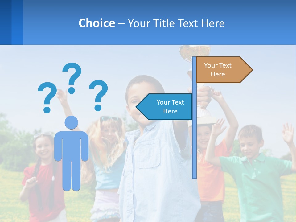 A Group Of Children Holding Up A Trophy PowerPoint Template