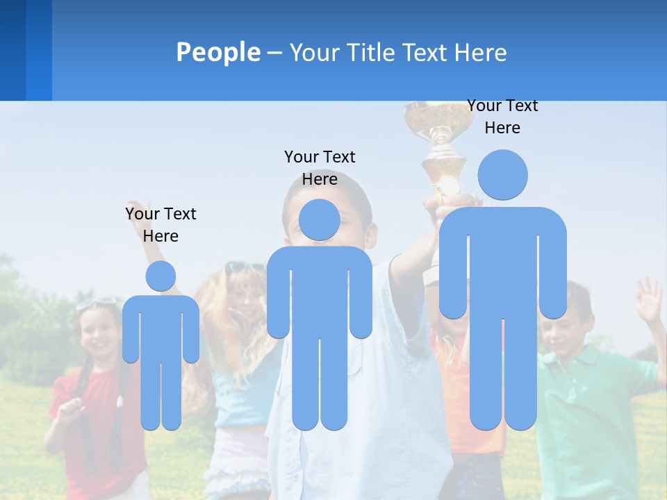 A Group Of Children Holding Up A Trophy PowerPoint Template