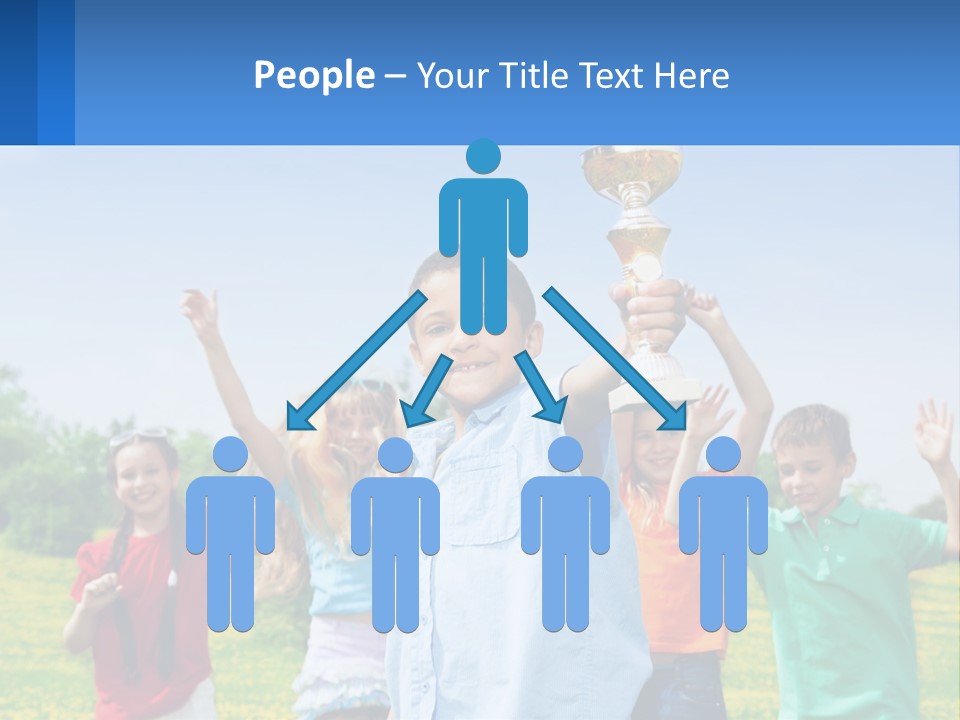 A Group Of Children Holding Up A Trophy PowerPoint Template