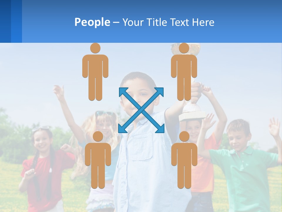 A Group Of Children Holding Up A Trophy PowerPoint Template