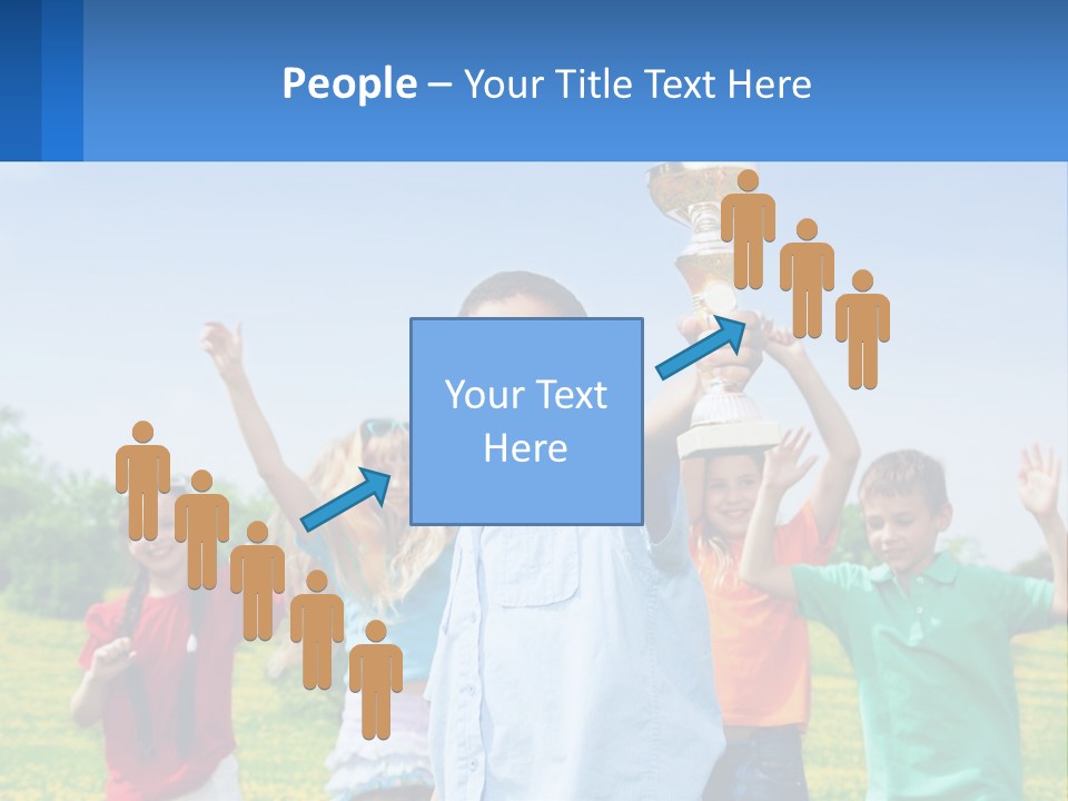 A Group Of Children Holding Up A Trophy PowerPoint Template