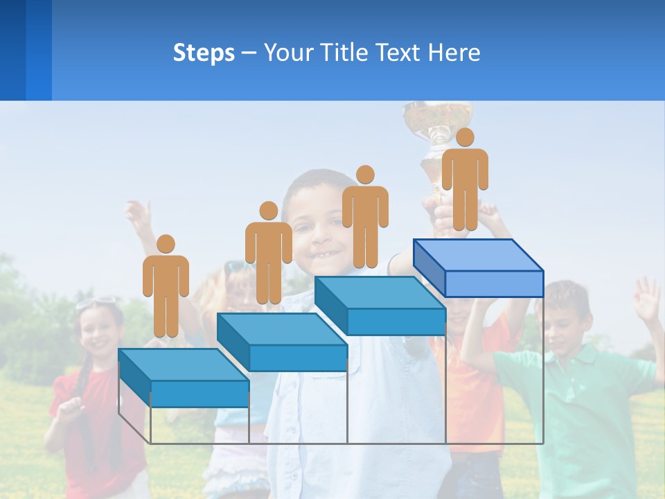 A Group Of Children Holding Up A Trophy PowerPoint Template