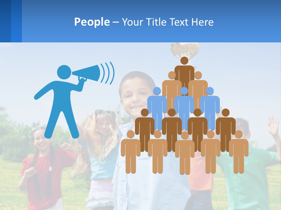 A Group Of Children Holding Up A Trophy PowerPoint Template