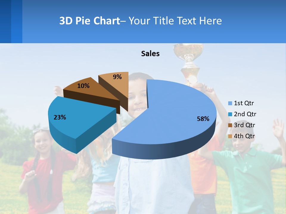 A Group Of Children Holding Up A Trophy PowerPoint Template