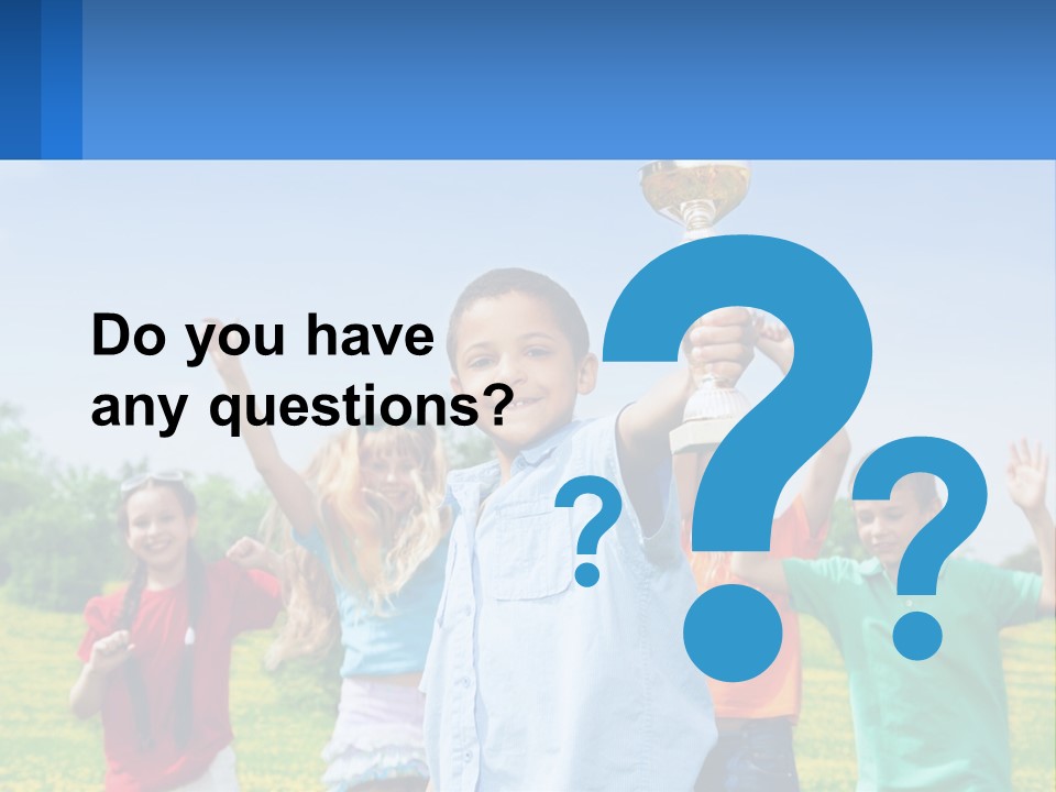 A Group Of Children Holding Up A Trophy PowerPoint Template