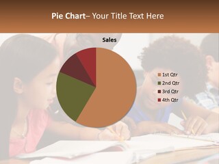 A Group Of Children Sitting At A Table Writing On Paper PowerPoint Template