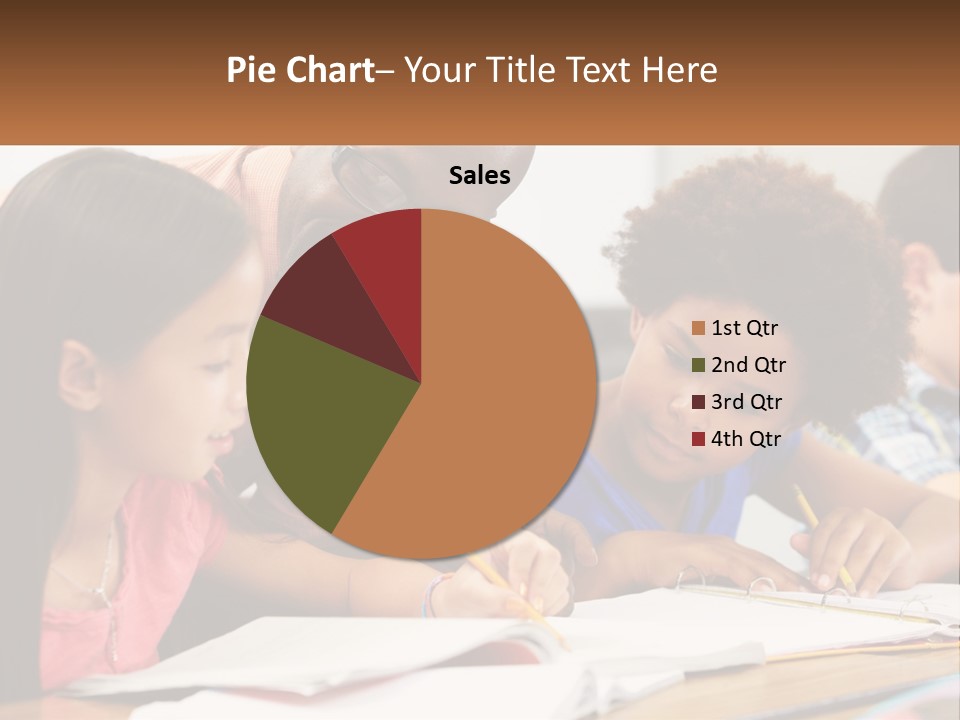 A Group Of Children Sitting At A Table Writing On Paper PowerPoint Template