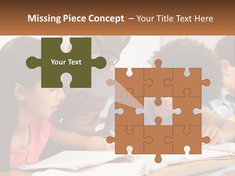 A Group Of Children Sitting At A Table Writing On Paper PowerPoint Template