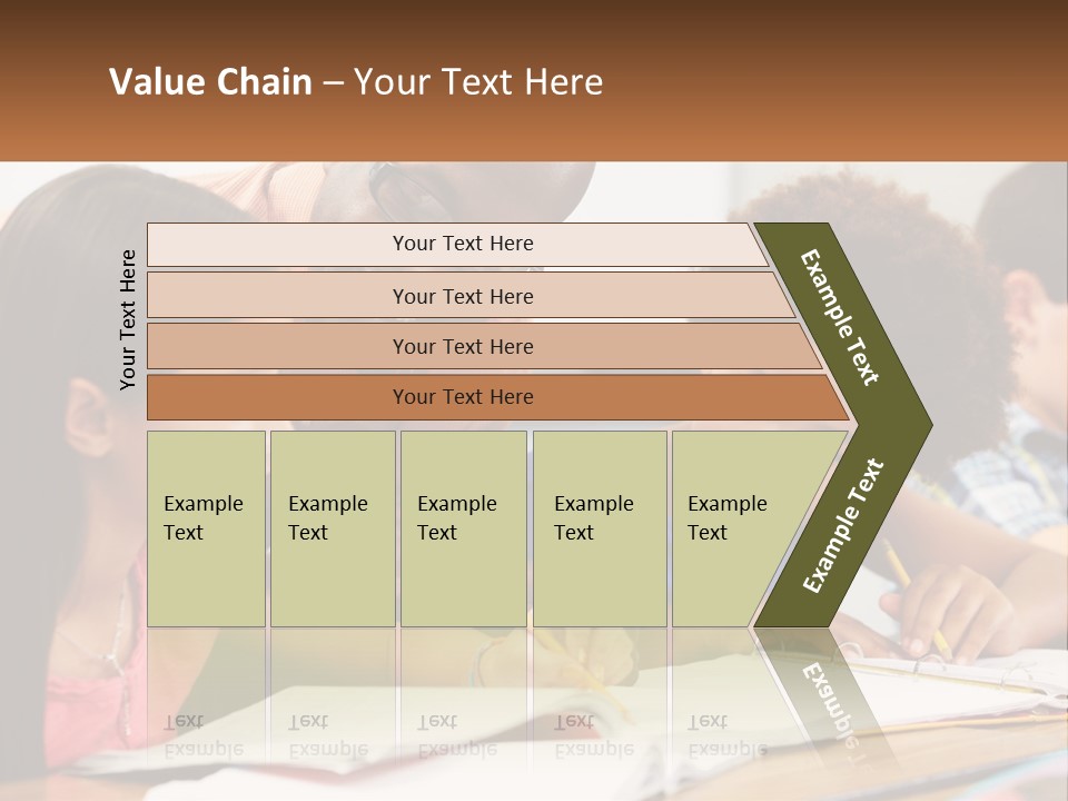 A Group Of Children Sitting At A Table Writing On Paper PowerPoint Template