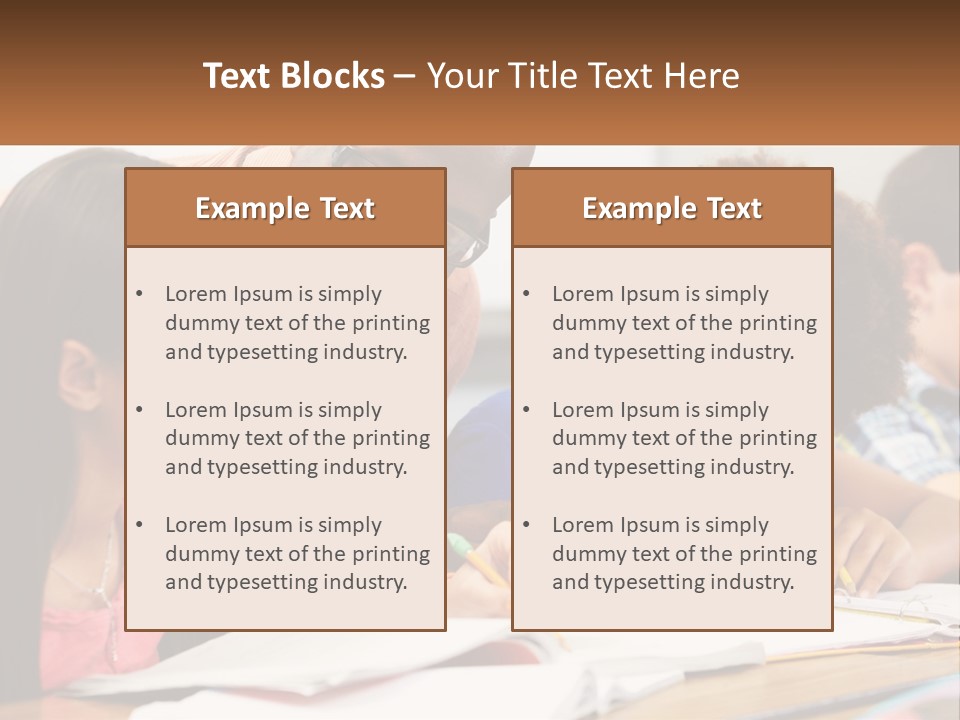 A Group Of Children Sitting At A Table Writing On Paper PowerPoint Template