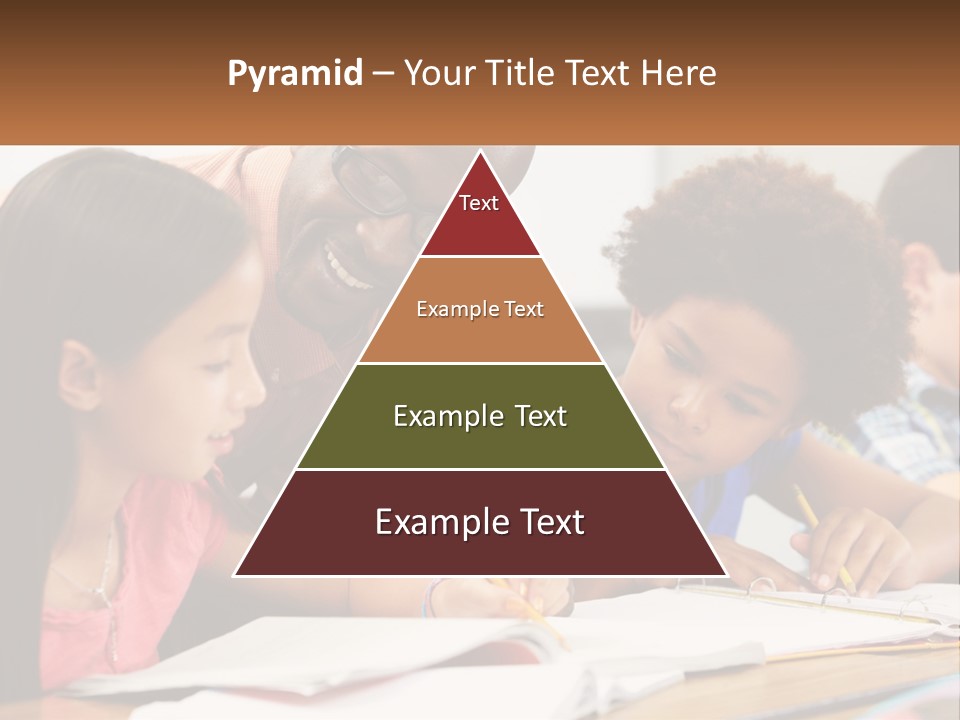 A Group Of Children Sitting At A Table Writing On Paper PowerPoint Template