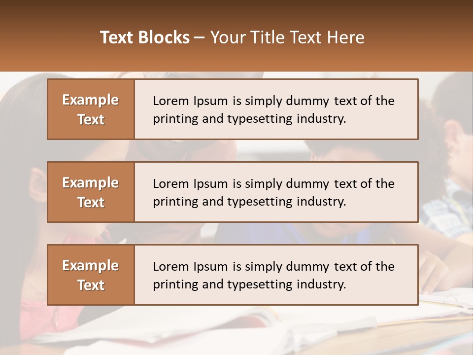 A Group Of Children Sitting At A Table Writing On Paper PowerPoint Template