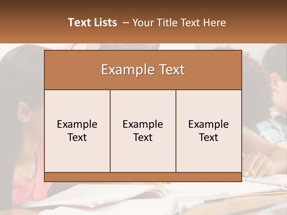 A Group Of Children Sitting At A Table Writing On Paper PowerPoint Template