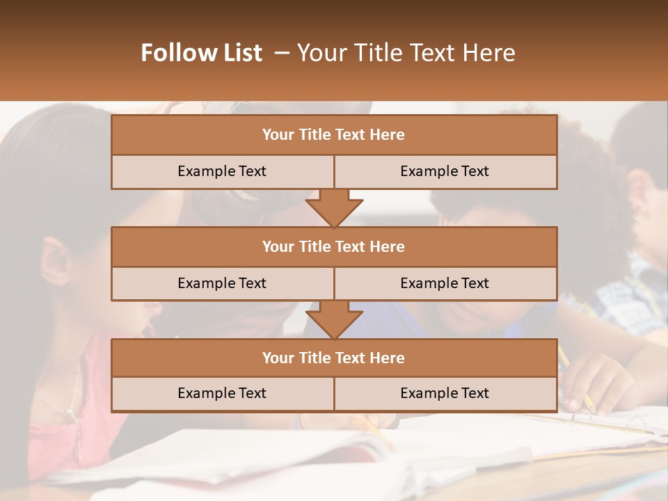 A Group Of Children Sitting At A Table Writing On Paper PowerPoint Template