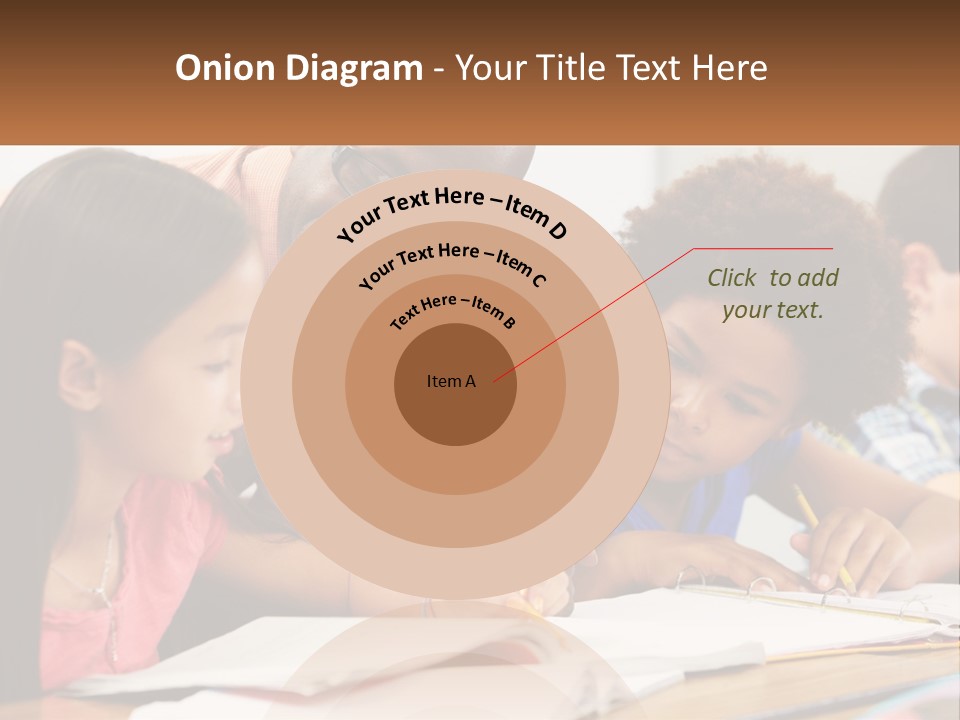 A Group Of Children Sitting At A Table Writing On Paper PowerPoint Template