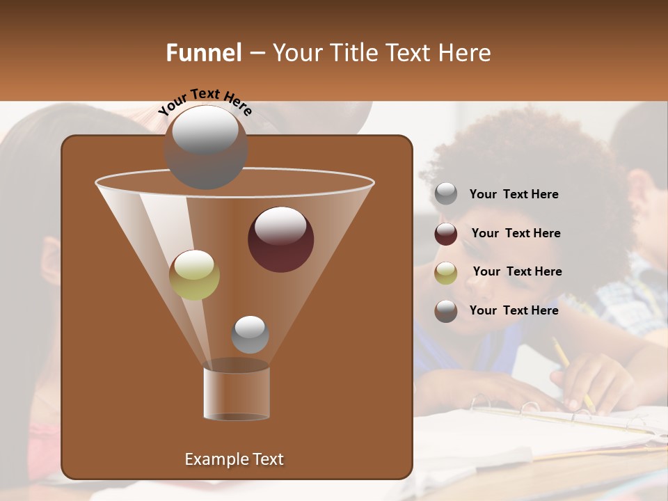 A Group Of Children Sitting At A Table Writing On Paper PowerPoint Template