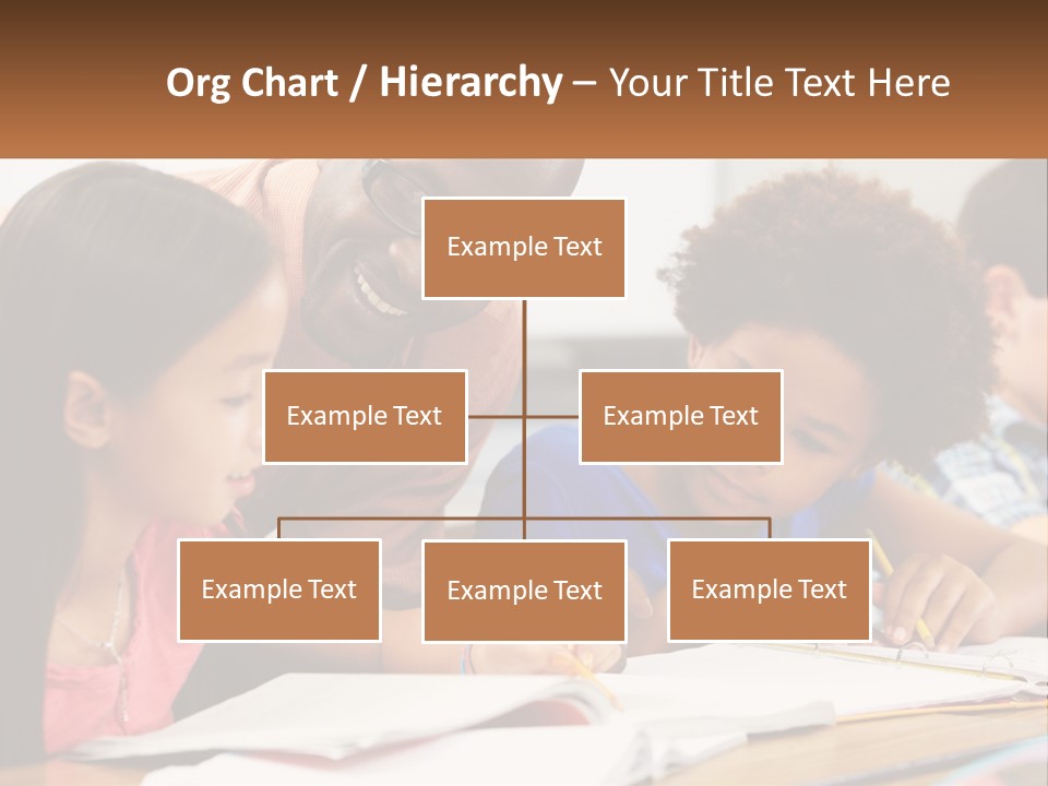 A Group Of Children Sitting At A Table Writing On Paper PowerPoint Template