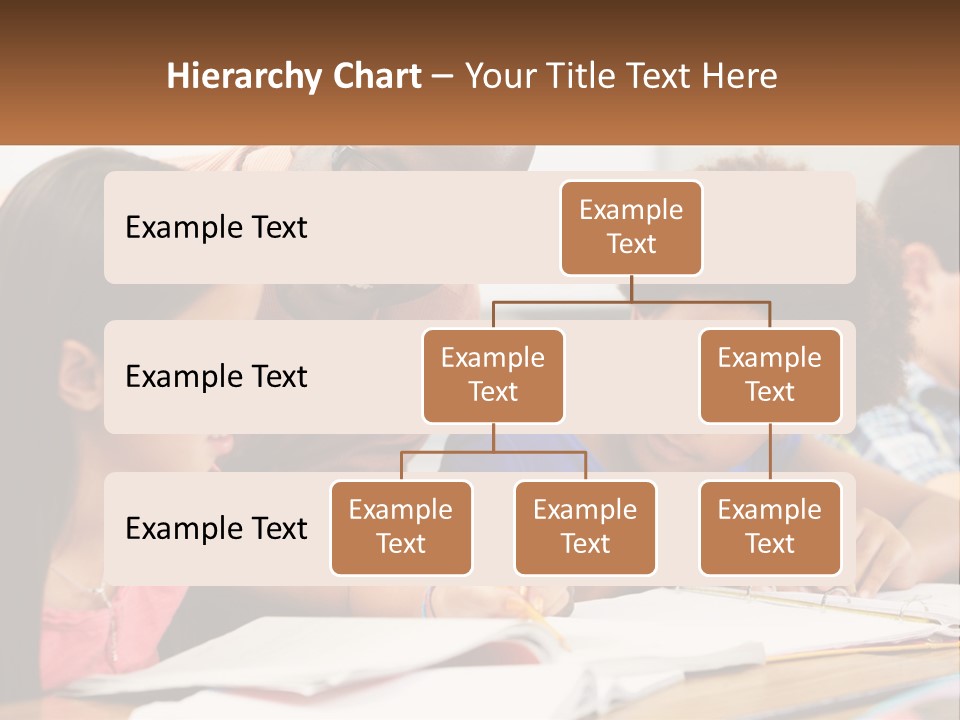 A Group Of Children Sitting At A Table Writing On Paper PowerPoint Template