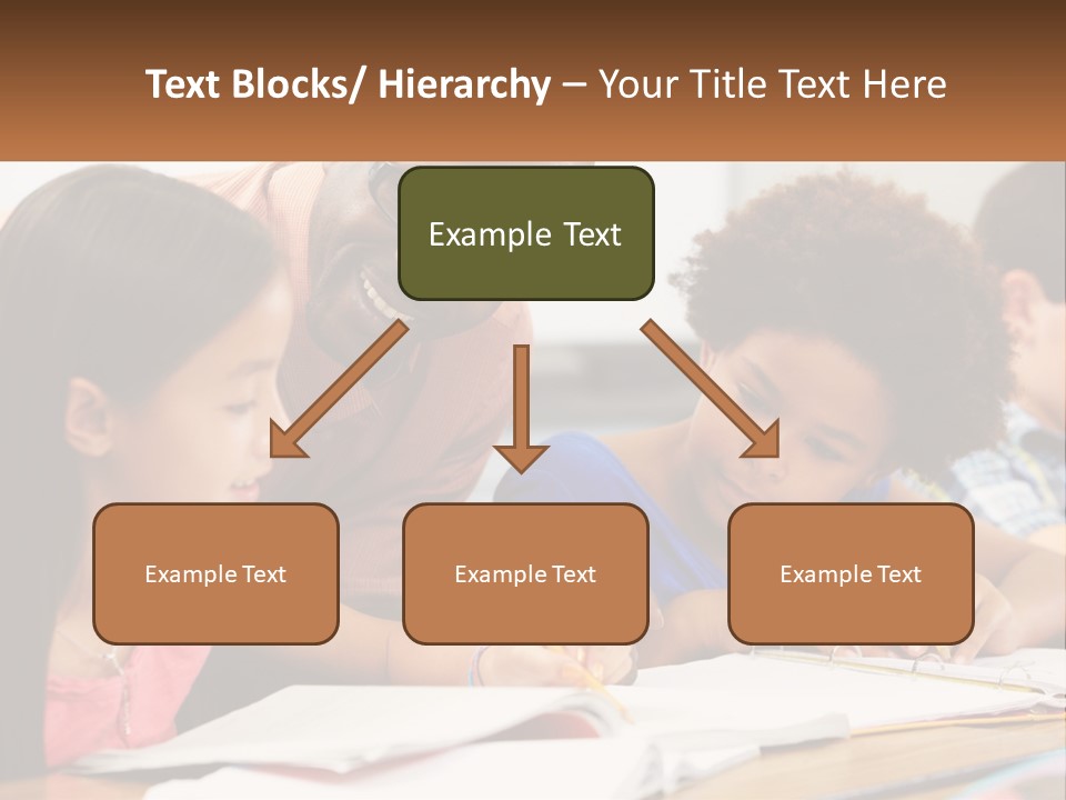A Group Of Children Sitting At A Table Writing On Paper PowerPoint Template