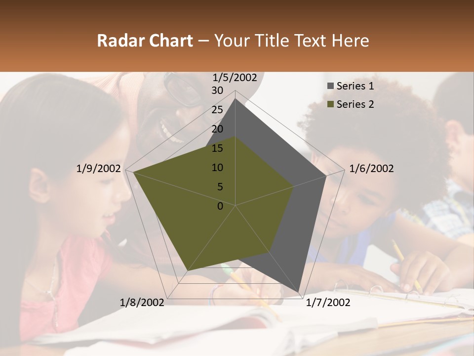 A Group Of Children Sitting At A Table Writing On Paper PowerPoint Template