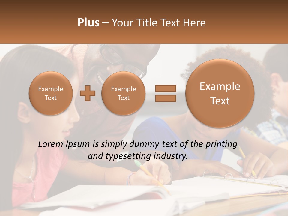 A Group Of Children Sitting At A Table Writing On Paper PowerPoint Template