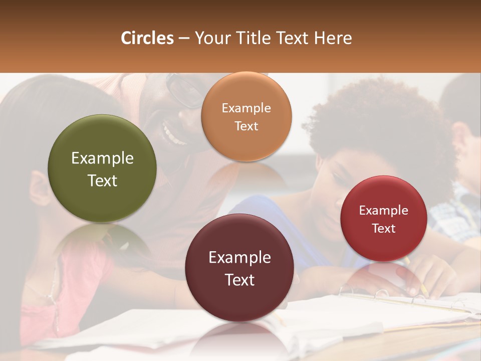 A Group Of Children Sitting At A Table Writing On Paper PowerPoint Template