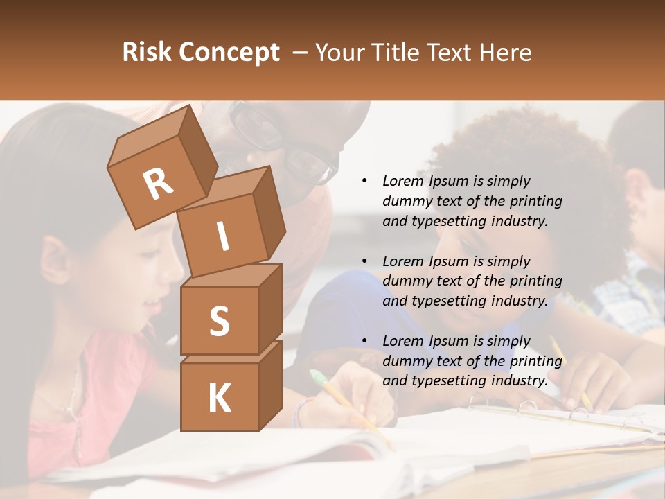 A Group Of Children Sitting At A Table Writing On Paper PowerPoint Template