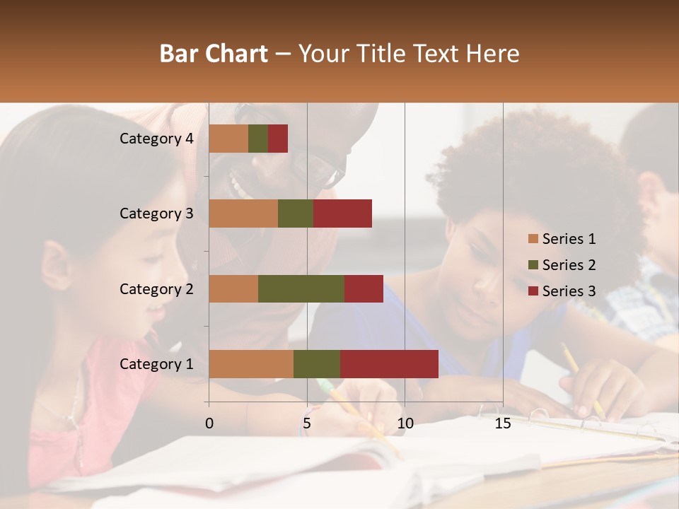 A Group Of Children Sitting At A Table Writing On Paper PowerPoint Template