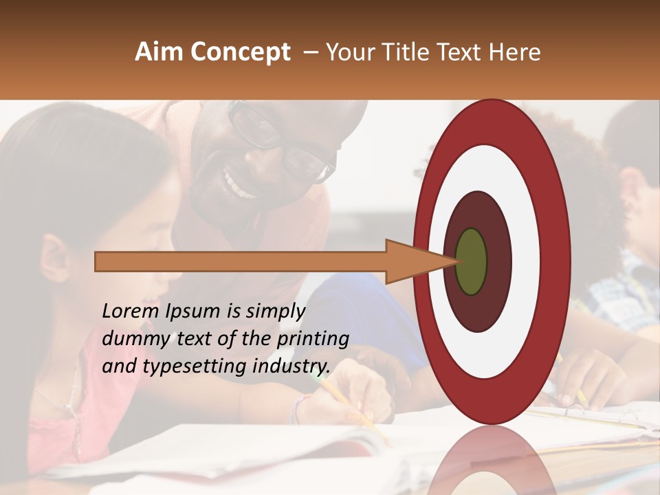 A Group Of Children Sitting At A Table Writing On Paper PowerPoint Template