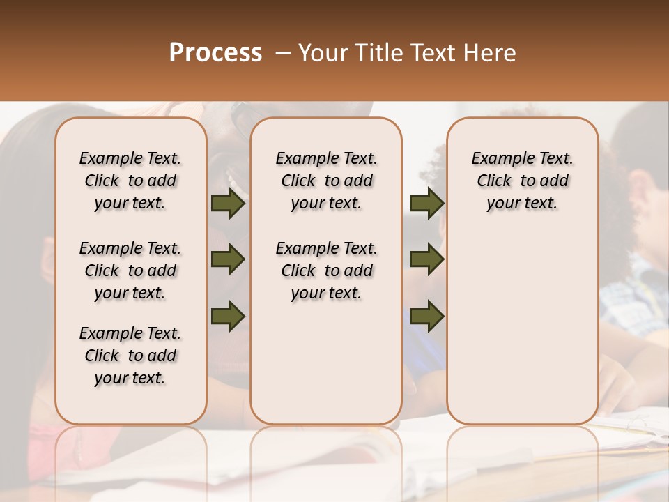 A Group Of Children Sitting At A Table Writing On Paper PowerPoint Template