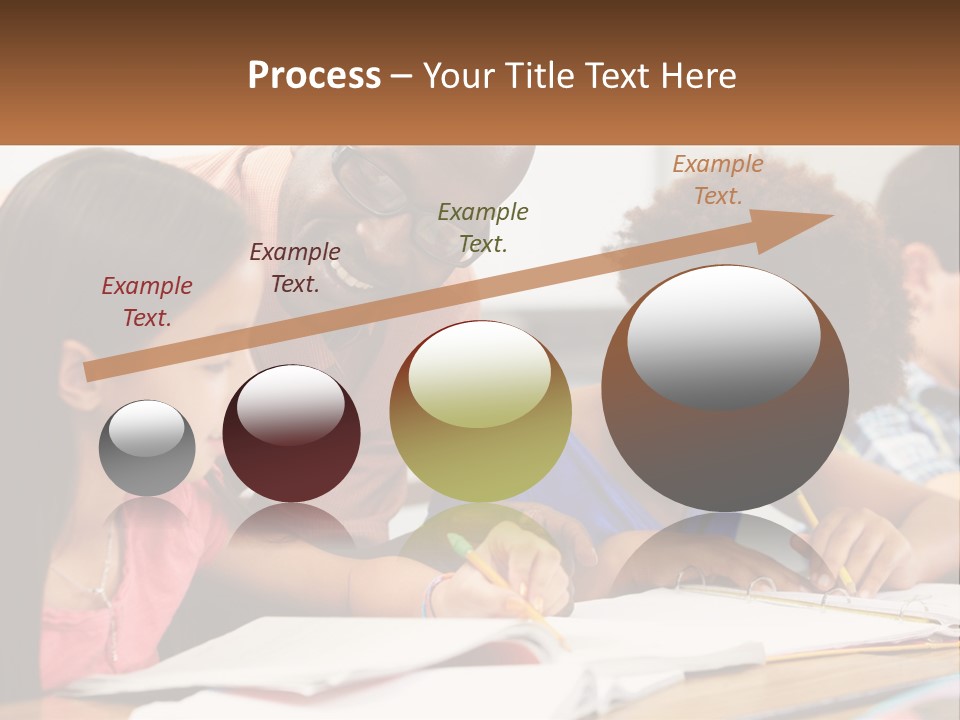 A Group Of Children Sitting At A Table Writing On Paper PowerPoint Template