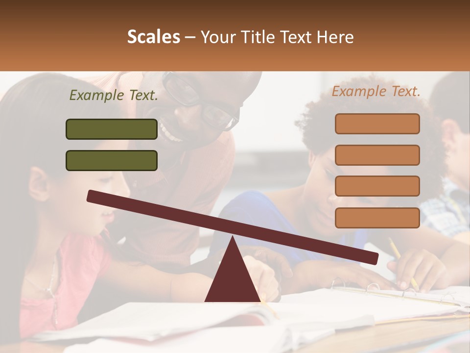 A Group Of Children Sitting At A Table Writing On Paper PowerPoint Template