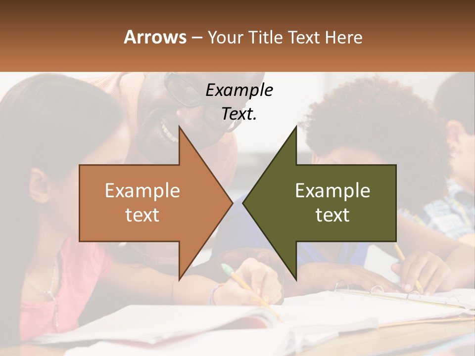 A Group Of Children Sitting At A Table Writing On Paper PowerPoint Template