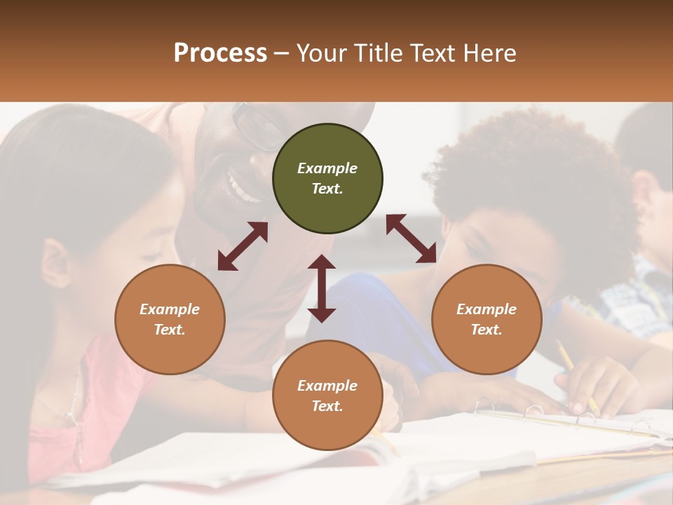 A Group Of Children Sitting At A Table Writing On Paper PowerPoint Template