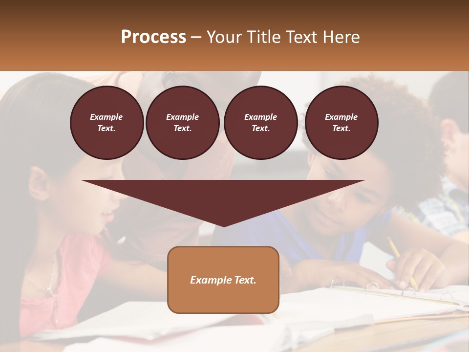 A Group Of Children Sitting At A Table Writing On Paper PowerPoint Template